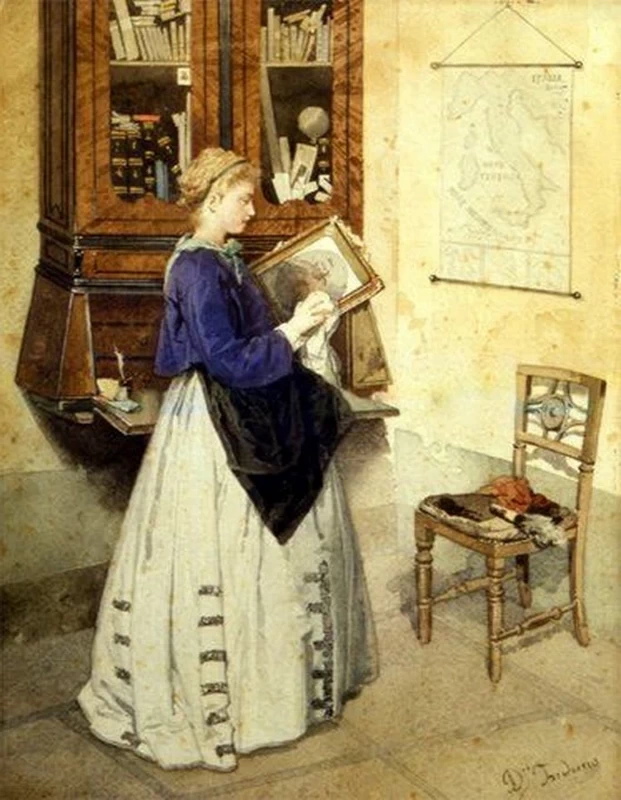 Donna che pulisce un quadro di Garibaldi - Galleria d'Arte Moderna Achille Forti, Verona